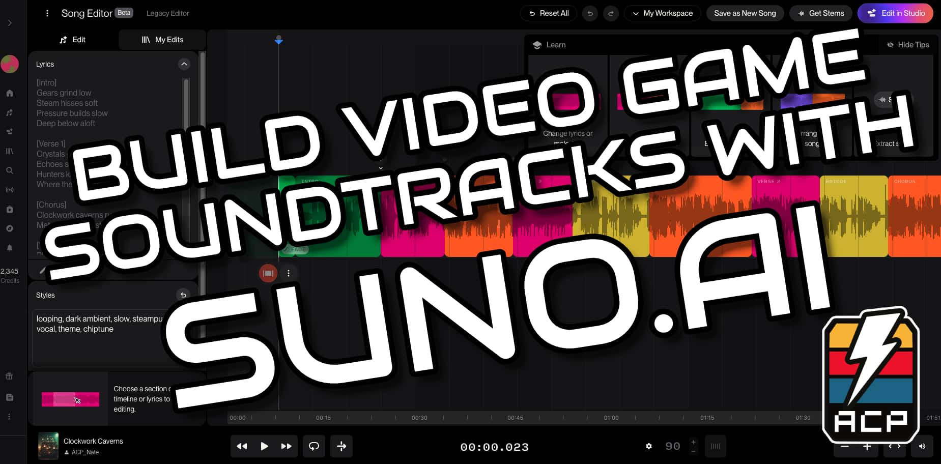 This is a the featured image of the post Build Video Game Soundtracks with Suno.ai, by Nate Lindley (aka ACP_Nate) of Awesome Combo Productions (ACP)