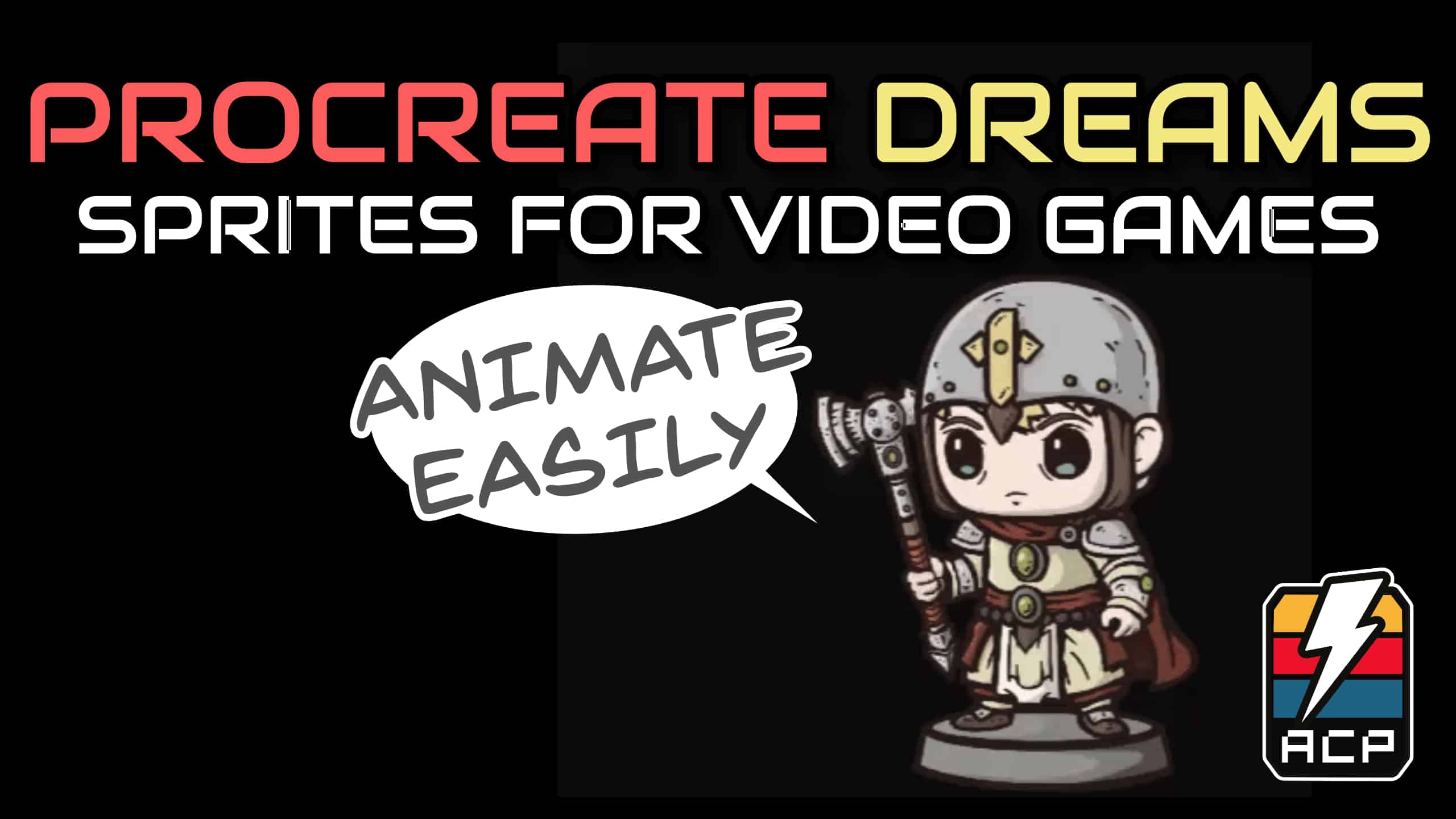 This is a the featured image of the post How to Make Procreate Dreams Sprites for Video Games, by Nate Lindley (aka ACP_Nate) of Awesome Combo Productions (ACP)